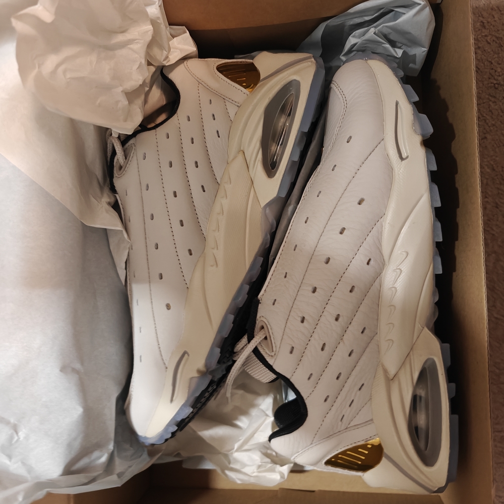 Men's White and Gold Athletic Shoes